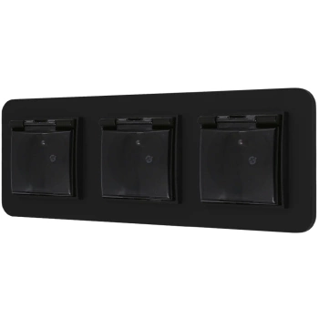 Trzy gniazda hermetyczne z ramką zaokrągloną seria MINI kolor czarny