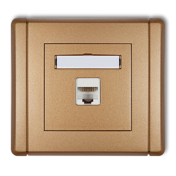 Gniazdo komputerowe pojedyncze 1xRJ45, kat. 5e, ekranowane, 8-stykowe Karlik seria FLEXI 8FGK-1e kolor złoty metalik