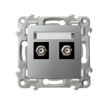 Gniazdo antenowe typu F podwójne seria SZAFIR kolor Srebro symbol GPA-2ZF/m/18