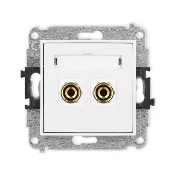 Mechanizm gniazda głośnikowego pojedynczego typu banan - czerwony i czarny, pozłacany, 4 mm2, do lutowania Karlik seria ICON 25IGG-3 kolor biały mat