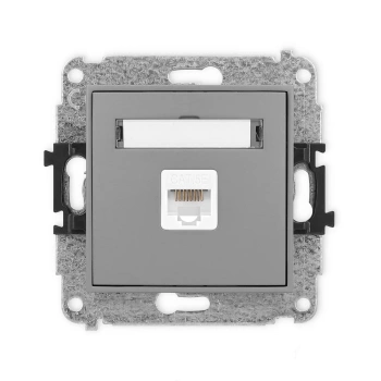 Mechanizm gniazda komputerowego pojedynczego 1xRJ45, kat. 5e, 8-stykowy Karlik seria ICON 27IGK-1 kolor szary mat