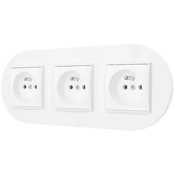 Trzy gniazda pojedyncze z ramką okrągłą seria MINI kolor biały mat