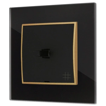 Włącznik krzyżowy w stylu USA ramka kwadratowa efekt szkła seria ICON kolor czarny/złoty