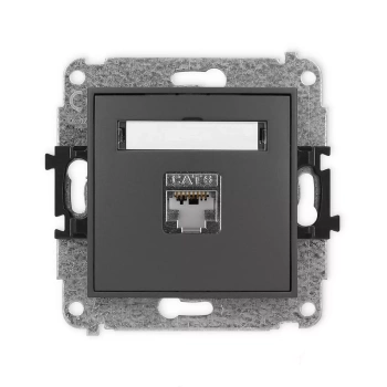 Mechanizm gniazda komputerowego pojedynczego 1xRJ45, kat. 5e, ekranowany, 8-stykowy Karlik seria ICON 28IGK-1e kolor grafitowy mat