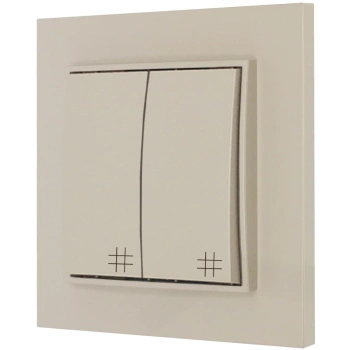 Włącznik krzyżowy podwójny z ramką prostą seria MINI kolor taupe