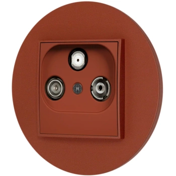 Gniazdo rtv-sat końcowe z ramką okrągłą seria MINI kolor terakota