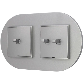 Włącznik pojedynczy i podwójny w stylu USA ramka okrągła seria Mini kolor srebrny