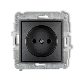 Mechanizm gniazda pojedynczego bez uziemienia 2P z przesłonami torów Karlik seria MINI 11MGP-1p kolor grafitowy