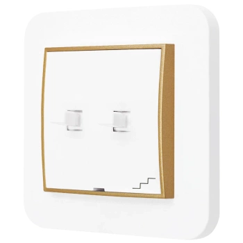Włącznik schodowy podwójny w stylu USA ramka zaokrąglona seria Mini kolor biały/złoty