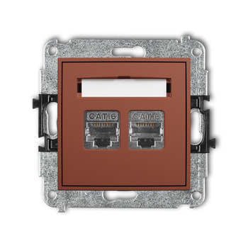 Mechanizm gniazda komputerowego podwójnego 2xRJ45, kat. 6, ekranowany, 8-stykowy Karlik seria ICON 63IGK-6 kolor terakota