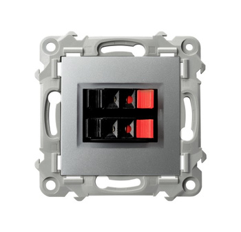 Gniazdo głośnikowe podwójne seria SZAFIR kolor Srebro symbol GG-2Z/m/18