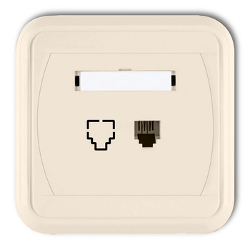 Gniazdo telefoniczne pojedyncze 1xRJ11, 4-stykowe Karlik seria LIZA 1GLT-1 kolor beżowy