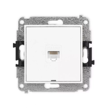 Mechanizm gniazda komputerowego pojedynczego 1xRJ45, kat. 5e, 8-stykowy, bez pola opisowego Karlik seria ICON IGKBO-1 kolor biały