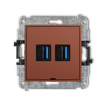 Mechanizm gniazda podwójnego 2xUSB A-A 3.0, bez pola opisowego Karlik seria ICON 63IGUSBBO-6 kolor terakota