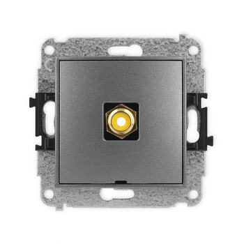 Mechanizm gniazda pojedynczego RCA, bez pola opisowego typu cinch - żółty, pozłacany Karlik seria ICON 11IGRCABO-1 kolor grafitowy