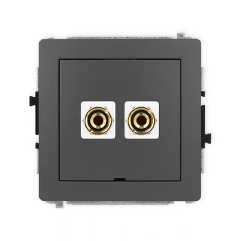 Mechanizm gniazda głośnikowego pojedynczego, bez pola opisowego typu banan - czerwony i czarny, pozłacany, 4 mm2, do lutowania Karlik seria DECO 28DGGBO-3 kolor grafitowy mat