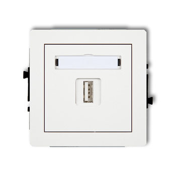 Mechanizm gniazda pojedynczego USB A-A 2.0 Karlik seria DECO 25DGUSB-1 kolor biały mat