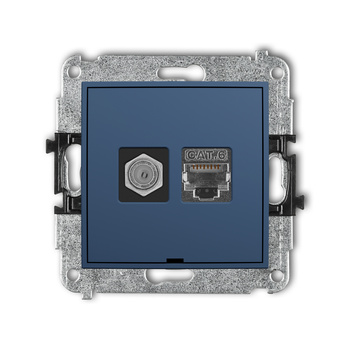 Mechanizm gniazda antenowego poj. typu F SAT + gniazda komp. poj. 1xRJ45, kat. 6 ekranowany, 8-stykowy, bez pola opisowego Karlik seria MINI 64MGFKBO-5 kolor navy blue