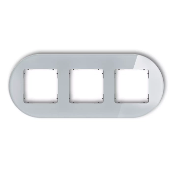 Ramka uniwersalna potrójna okrągła - efekt szkła ramka: szara; spód: grafitowy mat Karlik seria ICON 15-28-IRSO-3 kolor szary