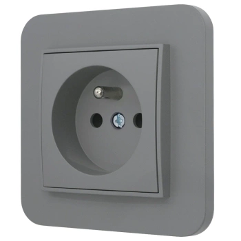 Gniazdo pojedyncze z ramką zaokrągloną seria MINI kolor szary mat