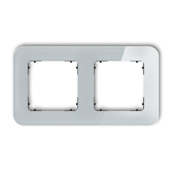 Ramka uniwersalna podwójna zaokrąglona - efekt szkła ramka: szara spód: czarny Karlik seria ICON 15-12-IRSZ-2 kolor szary