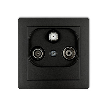 Mechanizm gniazda abonenckiego RTV-SAT końcowego 2 wejścia antenowe Karlik seria DECO 12DGST kolor czarny mat