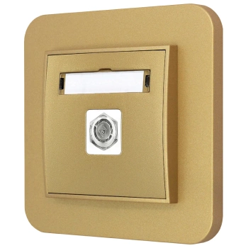 Gniazdo antenowe 1x z ramką zaokrągloną seria MINI kolor złoty