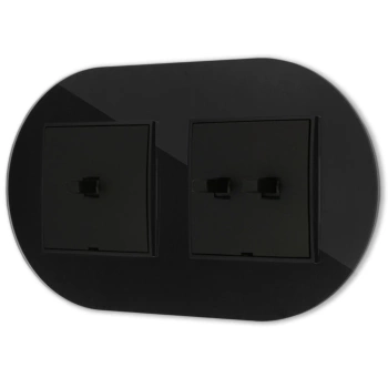 Włącznik pojedynczy i podwójny w stylu USA ramka okrągła efekt szkła seria ICON kolor czarny