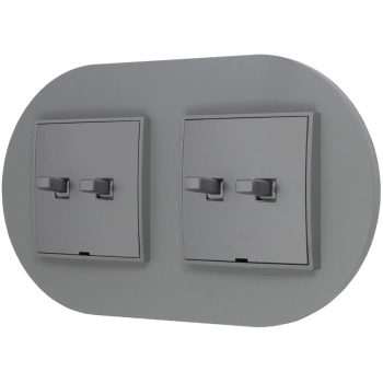 Dwa włączniki podwójne w stylu USA ramka okrągła seria Mini kolor szary mat
