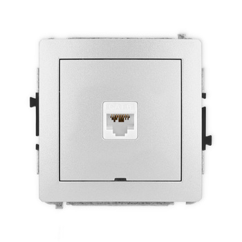 Mechanizm gniazda komputerowego pojedynczego 1xRJ45, kat. 6A, 8-stykowy, bez pola opisowego Karlik seria DECO 7DGKBO-7 kolor srebrny metalik