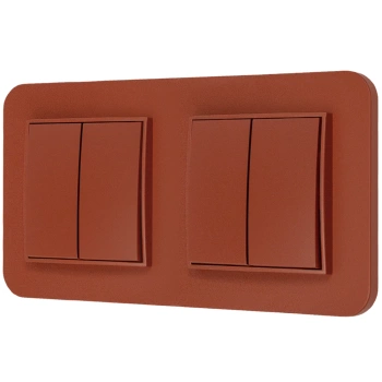 Dwa włączniki podwójne z ramką zaokrągloną seria MINI kolor terakota