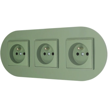 Trzy gniazda pojedyncze z ramką okrągłą seria MINI kolor szałwiowy