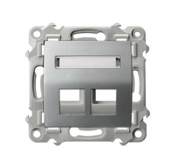 Obudowa gniazda podwójnego typu Keystone skośna seria SZAFIR kolor Srebro symbol GPK-2ZS/p/18