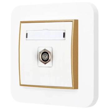 Gniazdo antenowe 1x z ramką zaokrągloną seria MINI kolor biały złoty