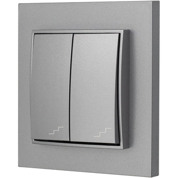 Włącznik schodowy podwójny z ramką kolor srebrny