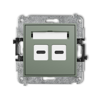 Mechanizm ładowarki USB podwójnej 2xUSB C, 20W max. Karlik seria ICON 61ICUSB-7 kolor szałwiowy