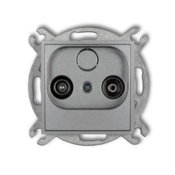 Mechanizm gniazda abonenckiego RTV końcowego w szeregu gniazd przelotowych 6dB Karlik seria ICON 7IG6K kolor srebrny metalik