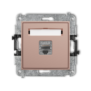 Mechanizm gniazda komputerowego pojedynczego 1xRJ45, kat. 8, ekranowany, 8-stykowy Karlik seria MINI 62MGK-11 kolor łososiowy