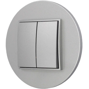 Włącznik podwójny z ramką okrągłą seria MINI kolor srebrny