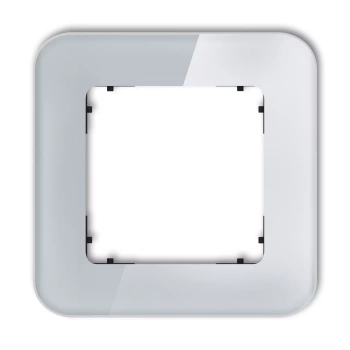 Ramka uniwersalna pojedyncza zaokrąglona - efekt szkła ramka: szara; spód: czarny Karlik seria ICON 15-12-IRSZ-1 kolor szary