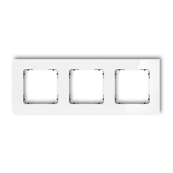 Ramka uniwersalna potrójna kwadratowa - efekt szkła ramka: biała spód: czarny Karlik seria ICON 0-12-IRSK-3 kolor biały