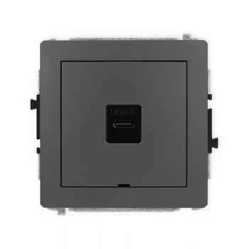 Mechanizm gniazda pojedynczego 1xUSB C-C, bez pola opisowego Karlik seria DECO 28DGUSBBO-7 kolor grafitowy mat