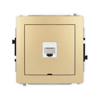 Mechanizm gniazda komputerowego pojedynczego 1xRJ45, kat. 6, 8-stykowy, bez pola opisowego Karlik seria DECO 29DGKBO-3 kolor złoty