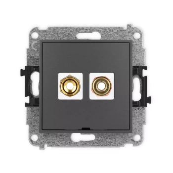 Mechanizm gniazda głośnikowego pojedynczego, bez pola opisowego typu banan - czerwony i czarny, pozłacany, 4 mm2, skręcany Karlik seria ICON 28IGGBO-4 kolor grafitowy mat