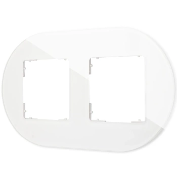 Ramka uniwersalna podwójna okrągła - efekt szkła ramka: biała; spód: biały Karlik seria ICON 0-0-IRSO-2 kolor biały
