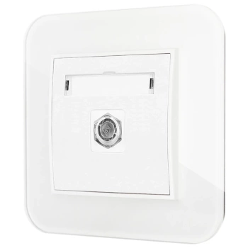 Gniazdo antenowe 1x z ramką zaokrągloną efekt szkła seria ICON kolor biały