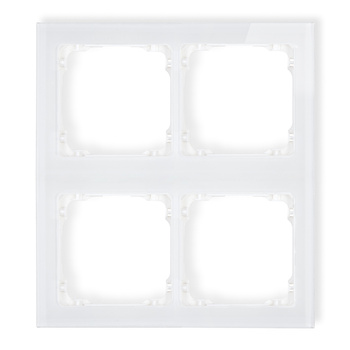 Ramka modułowa 4 krotna 2 poziom, 2 pion - efekt szkła ramka biała; spód biała Karlik seria DECO 0-0-DRSM-2x2 kolor biały