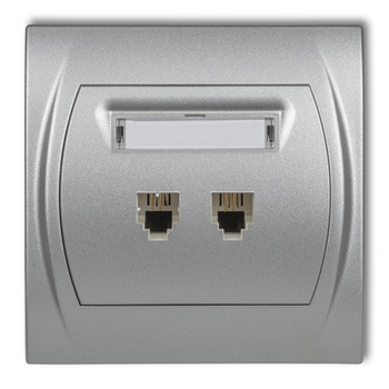 Gniazdo telefoniczne podwójne 2xRJ11, 4-stykowy Karlik seria LOGO 7LGT-2 kolor srebrny metalik