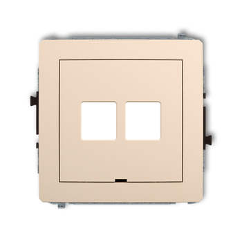 Mechanizm gniazda multimedialnego podwójnego bez modułu, bez pola opisowego standard Keystone Karlik seria DECO 1DGMBO-2P kolor beżowy