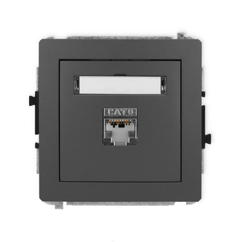 Mechanizm gniazda komputerowego pojedynczego 1xRJ45, kat. 6, ekranowany, 8-stykowy Karlik seria DECO 28DGK-5 kolor grafitowy mat